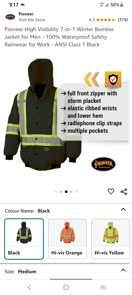 Safety Pioneer work coat -46 winter proof