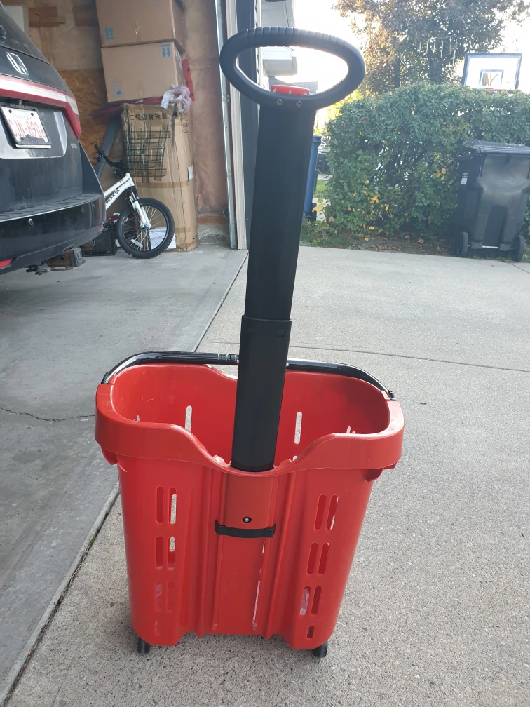 Red Shopping Cart With Wheels - photo 2