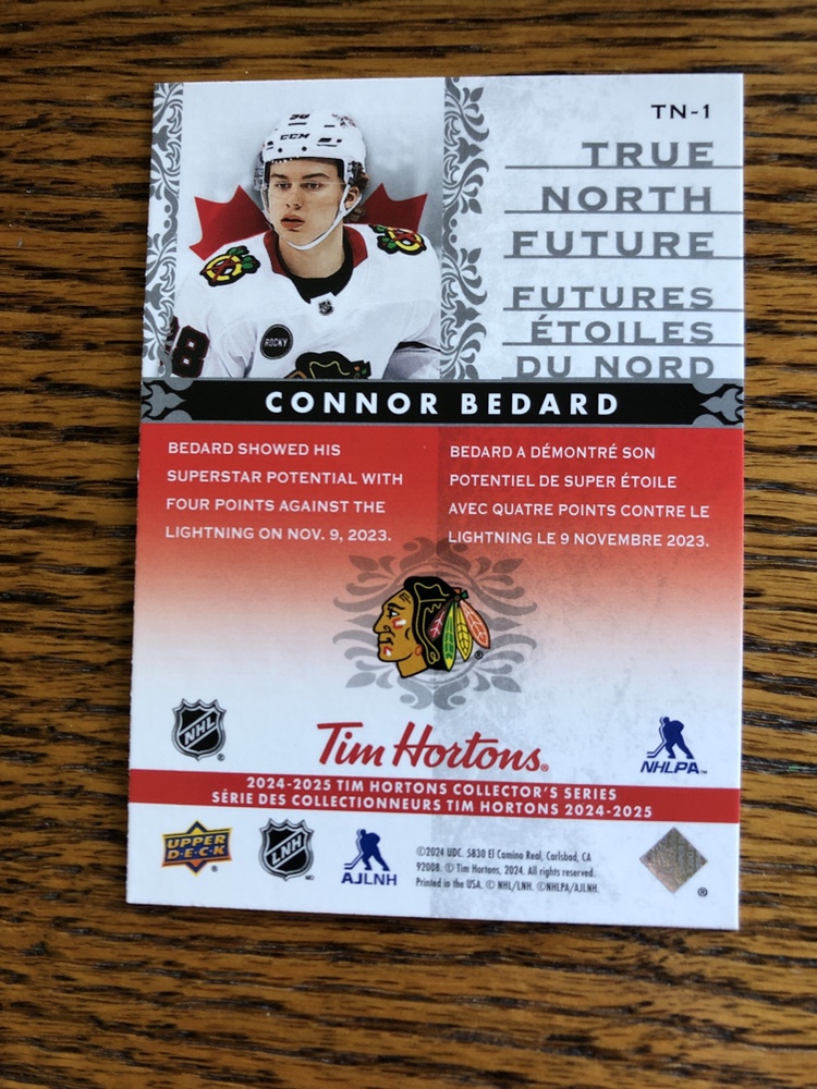 Connor Bedard 2023-24 Tim Hortons True North Future Hockey Card - photo 2