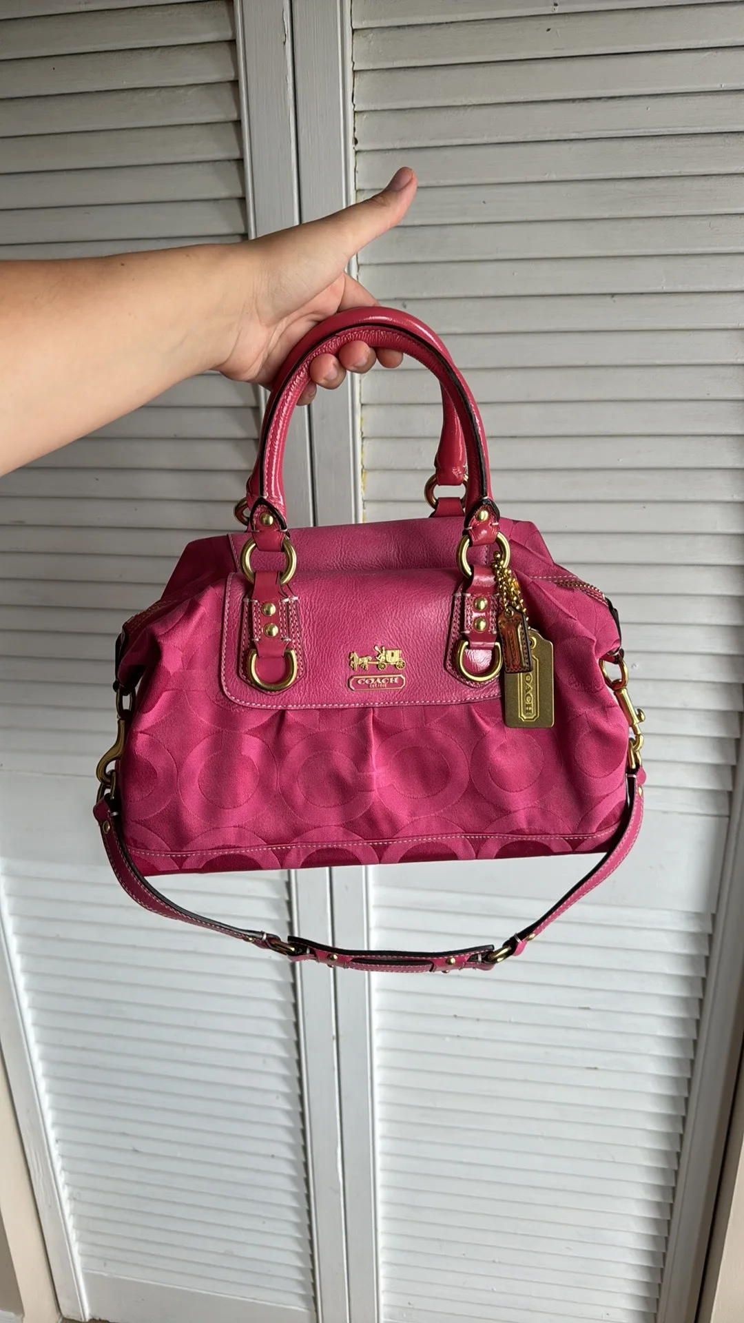 Pink signature coach bag thumbnail