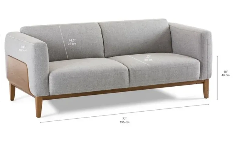 Structube Grey MAUI 3-seater sofa thumbnail