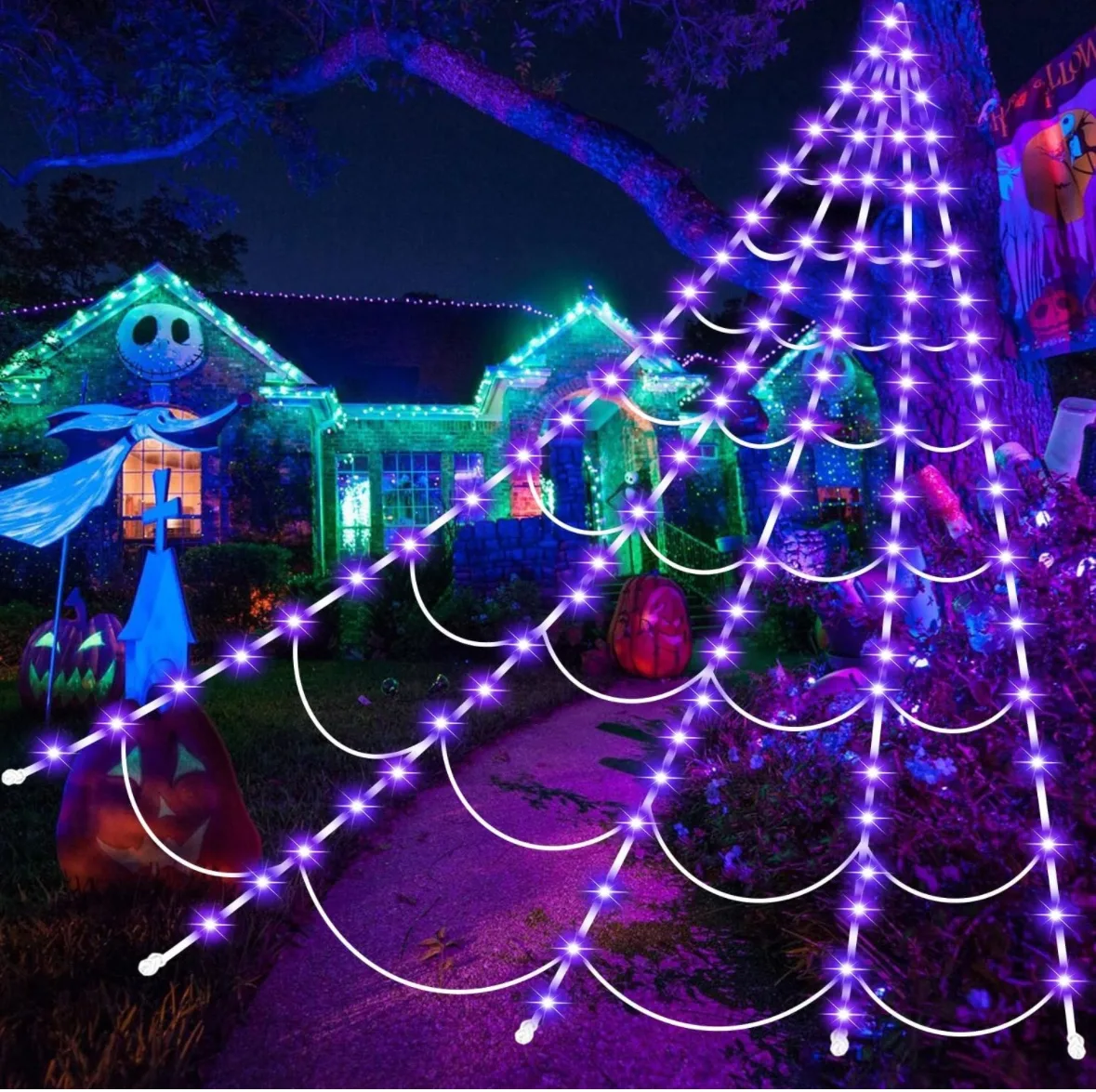 giant Purple LED Spider Web Halloween Decor (brand new) image indicator(3)