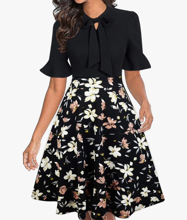 Vintage-Style Floral Midi Dress - photo 2
