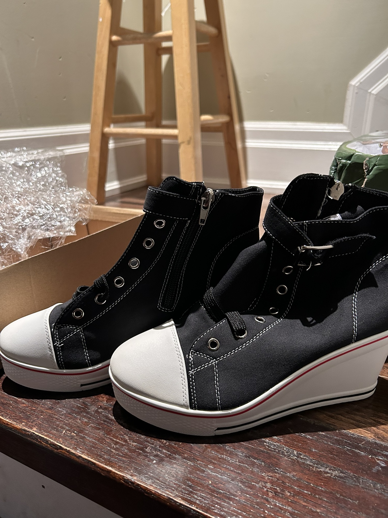 Black Wedge Sneakers
