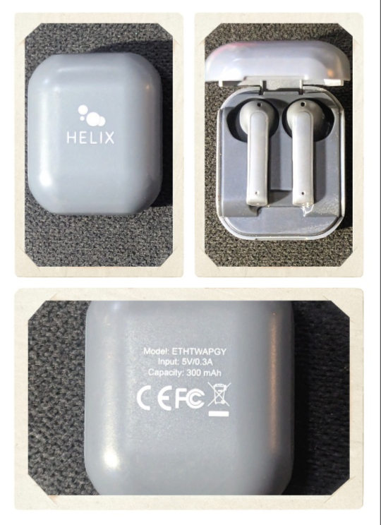 Helix Wireless Earbuds in charging case