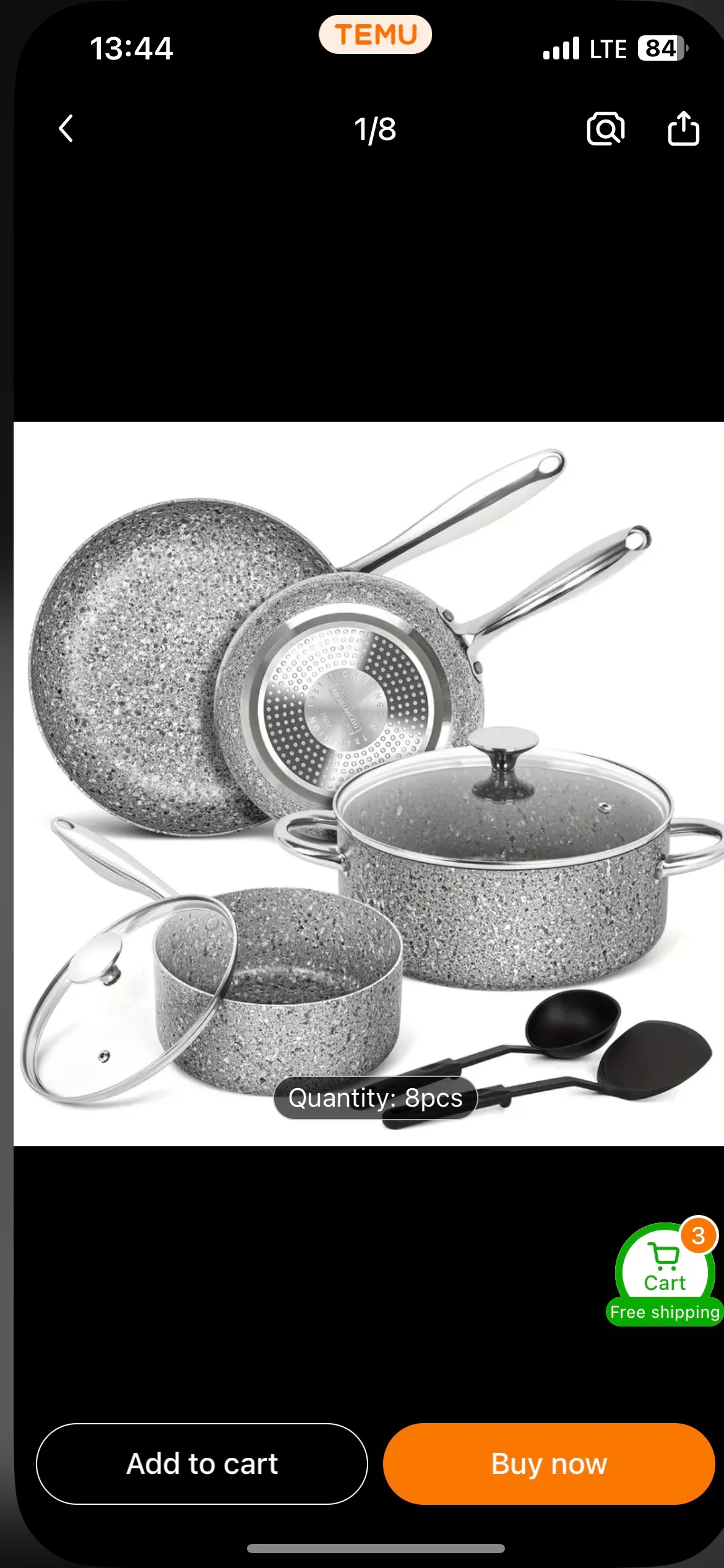 8 Piece Granite Stone Cookware Set thumbnail