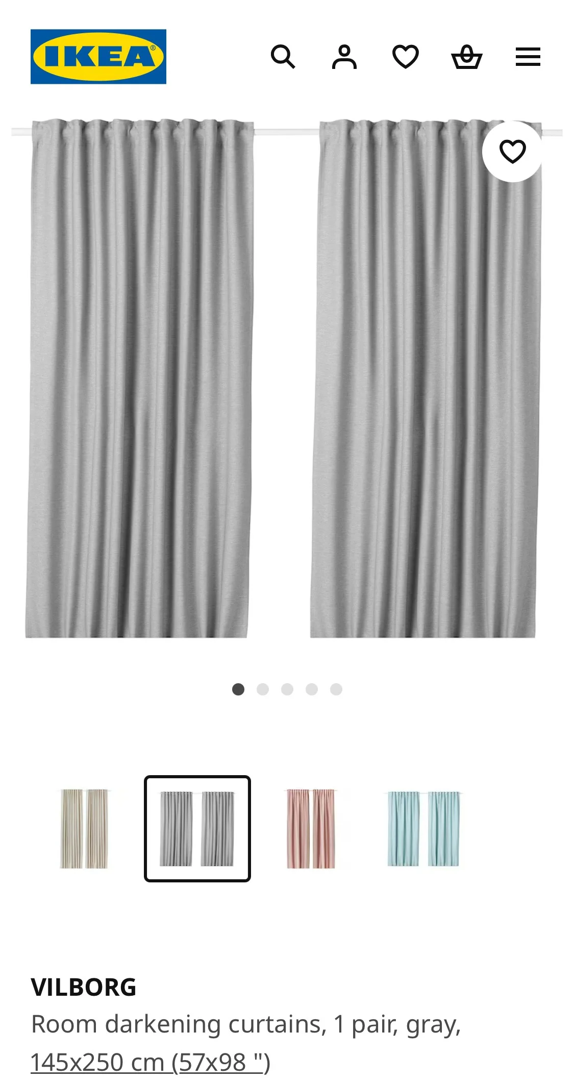 IKEA Vilborg Room Darkening Curtains thumbnail