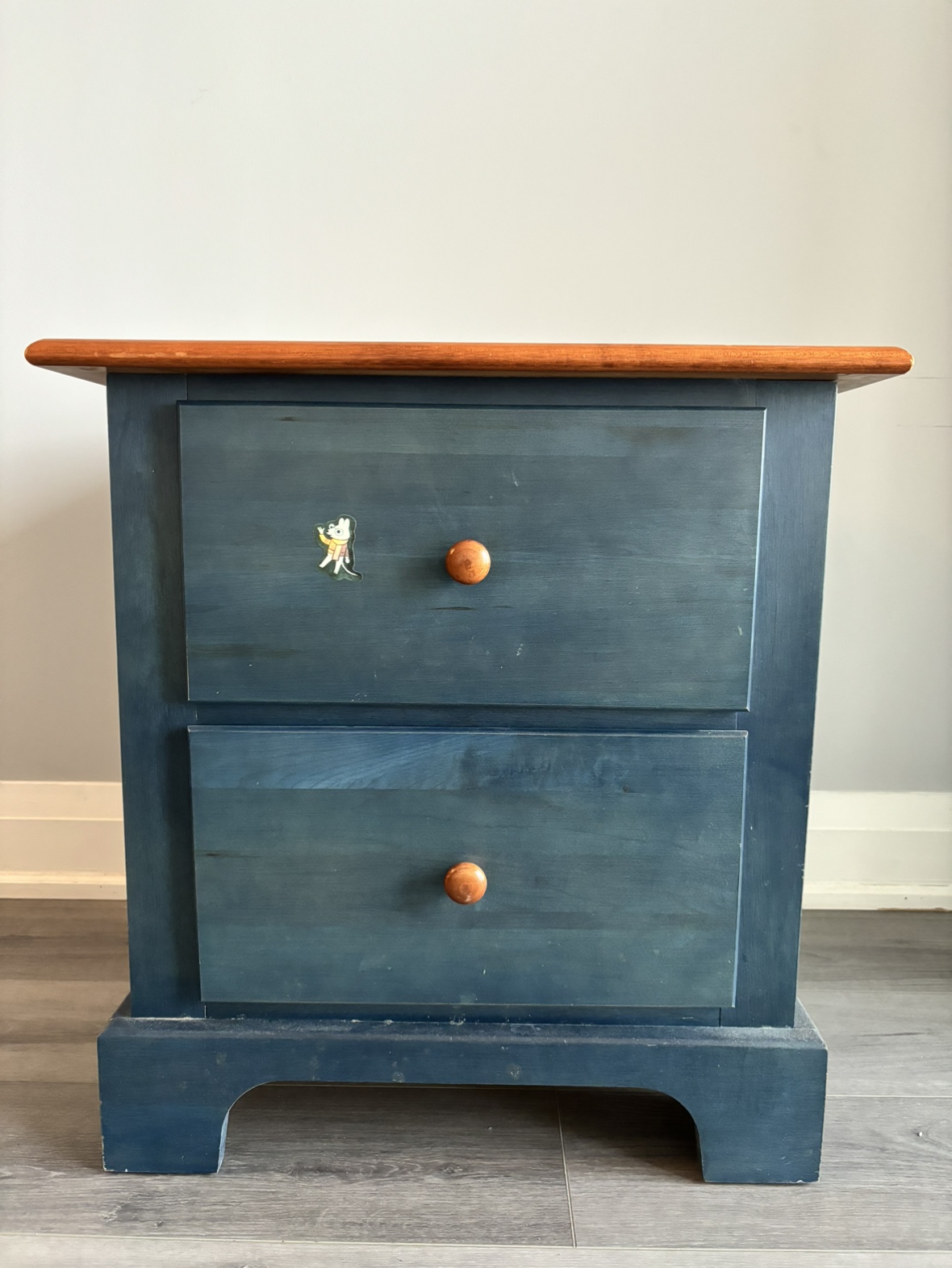 Blue Nightstand with Two Drawers - photo 3