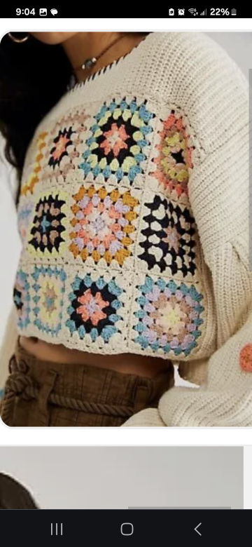 Free People Crochet Patchwork Sweater Pullover - photo 5