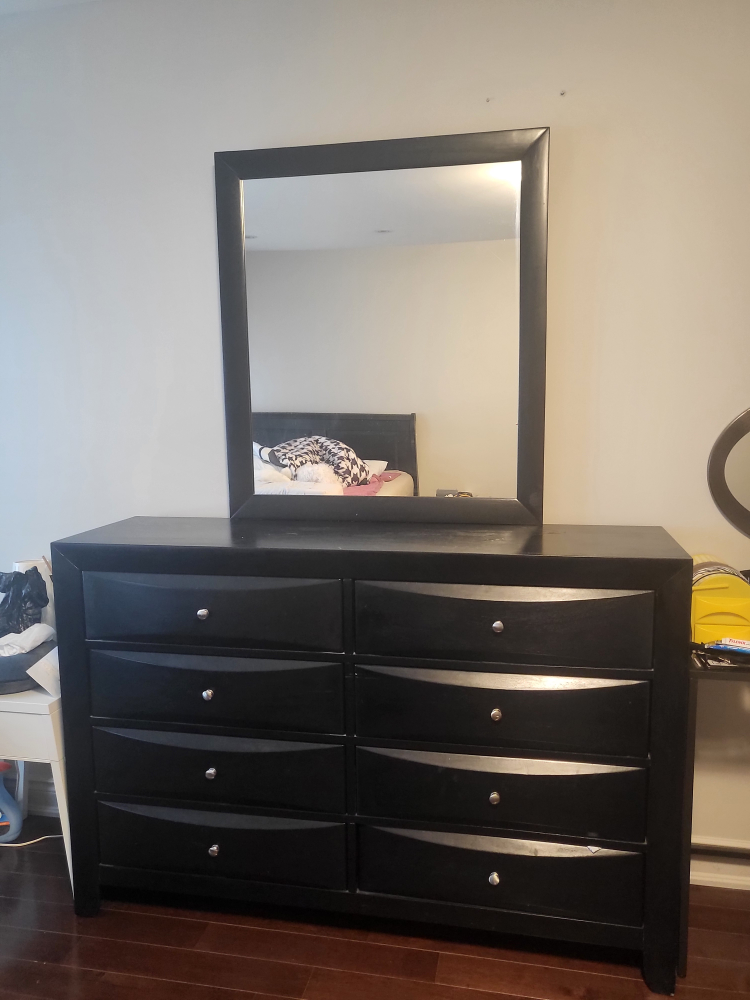 Black dresser with mirror