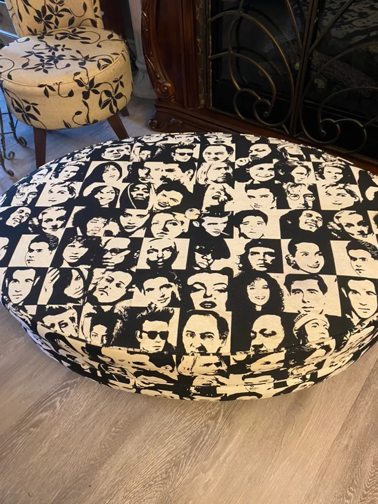 Oval Celebrity Face Print Ottoman image indicator(2)