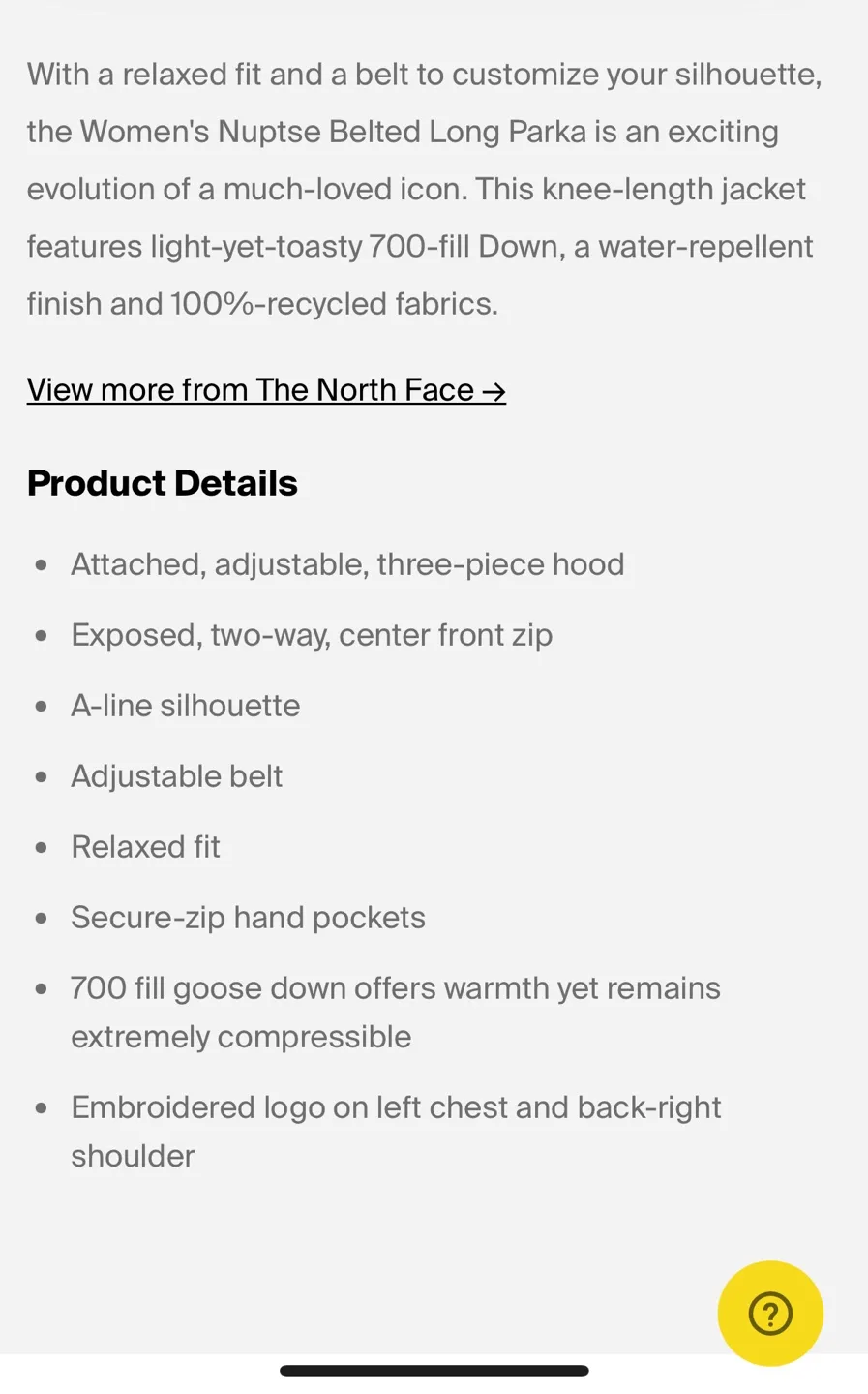 The North Face Women's Nuptse Belt Long Down Jacket image indicator(8)