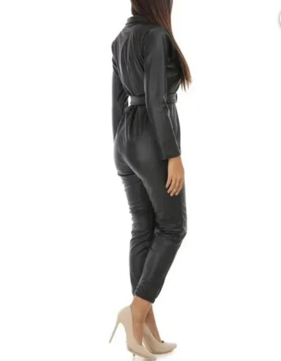 Black vegan Leather Jumpsuit size s - m from Boa boutique image indicator(2)