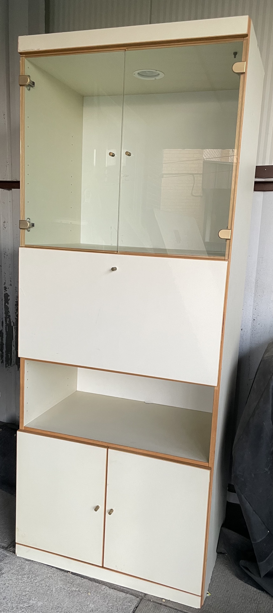 White Cabinet With Glass Doors & Lights - photo 3