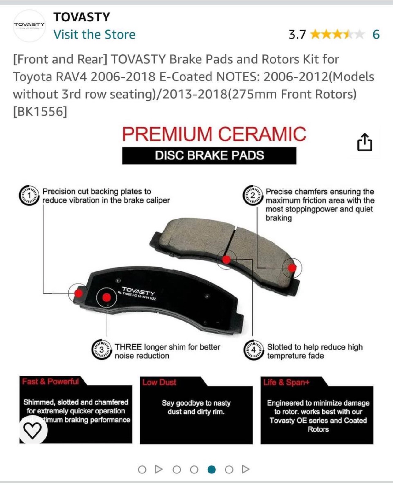 TOVASTY Brake Pads and Rotors Kit (Front and Rear) - photo 4