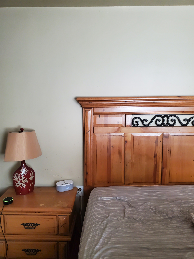 Wooden Nightstand and Queen size headboard