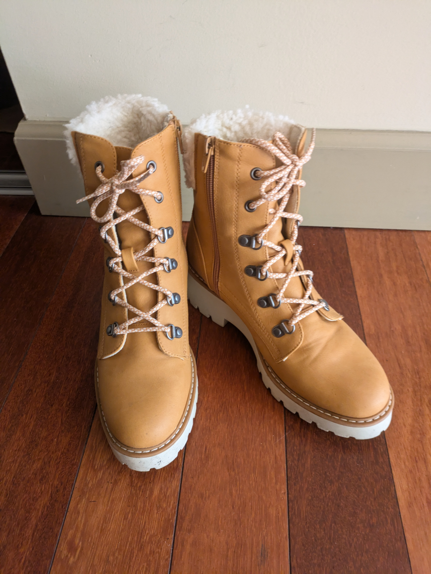 Tan Faux Leather Winter Boots - photo 2
