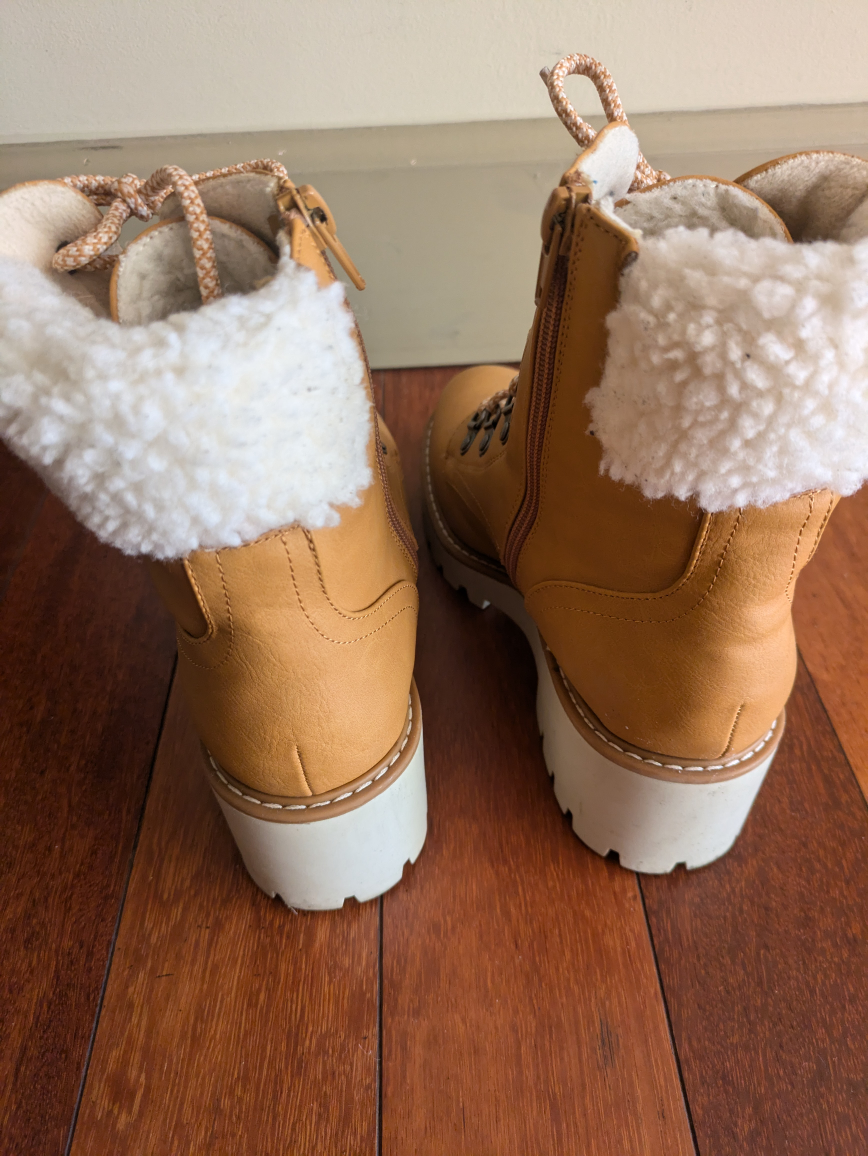 Tan Faux Leather Winter Boots - photo 3