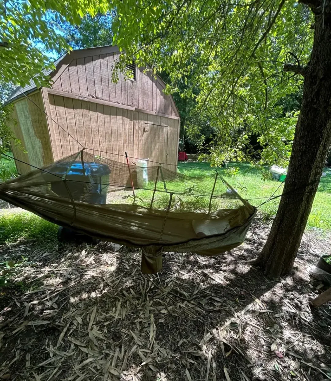 Black And Red Hammock with Net. image indicator(3)