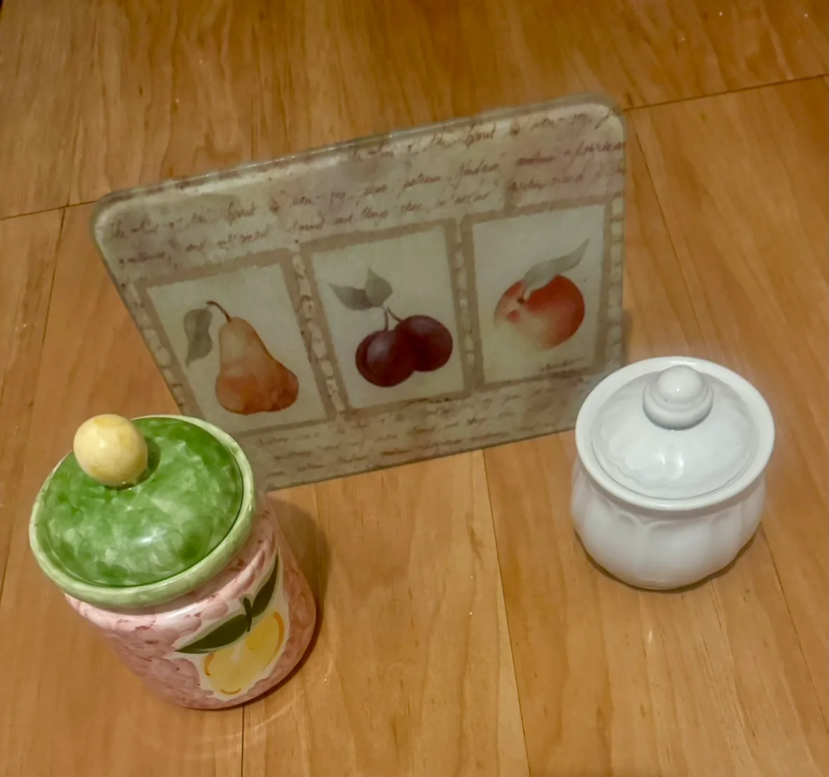 Glass Cutting Board and Two Jars thumbnail