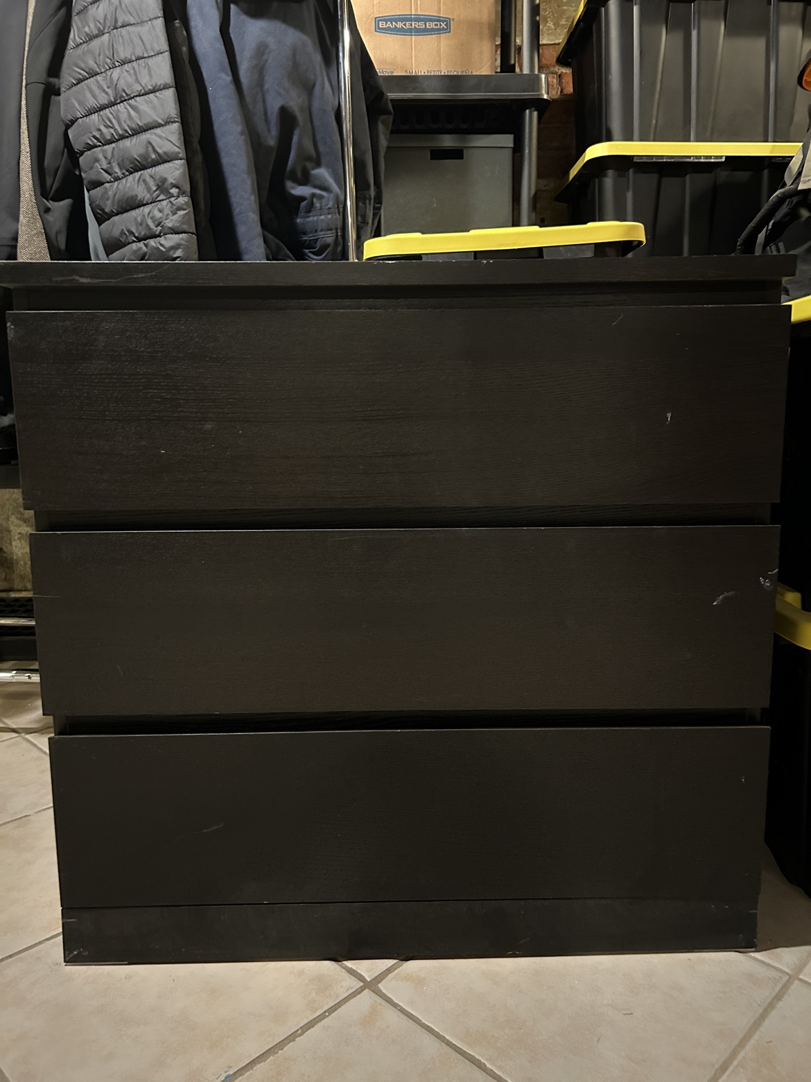 IKEA 3 drawer MALM dresser - black