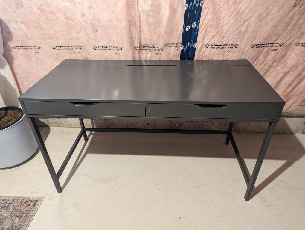 Small Grey Desk with Two Drawers