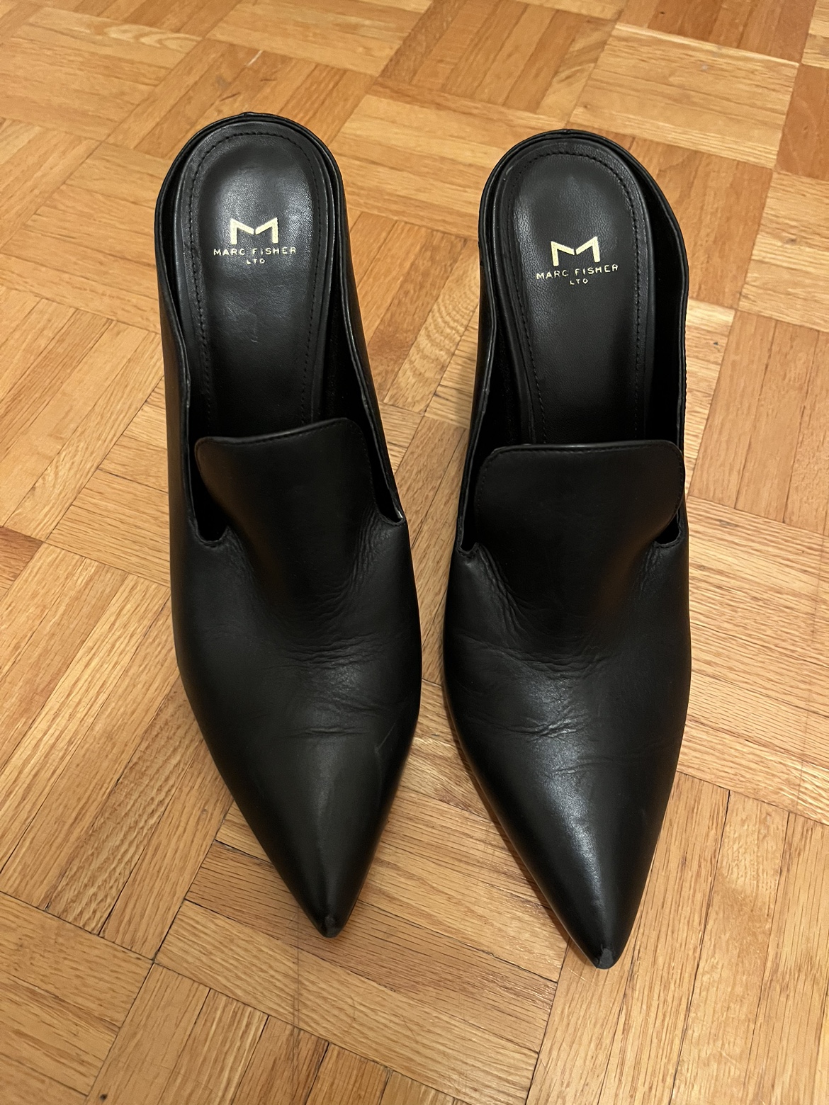 Marc Fisher LTD Black Leather Mules