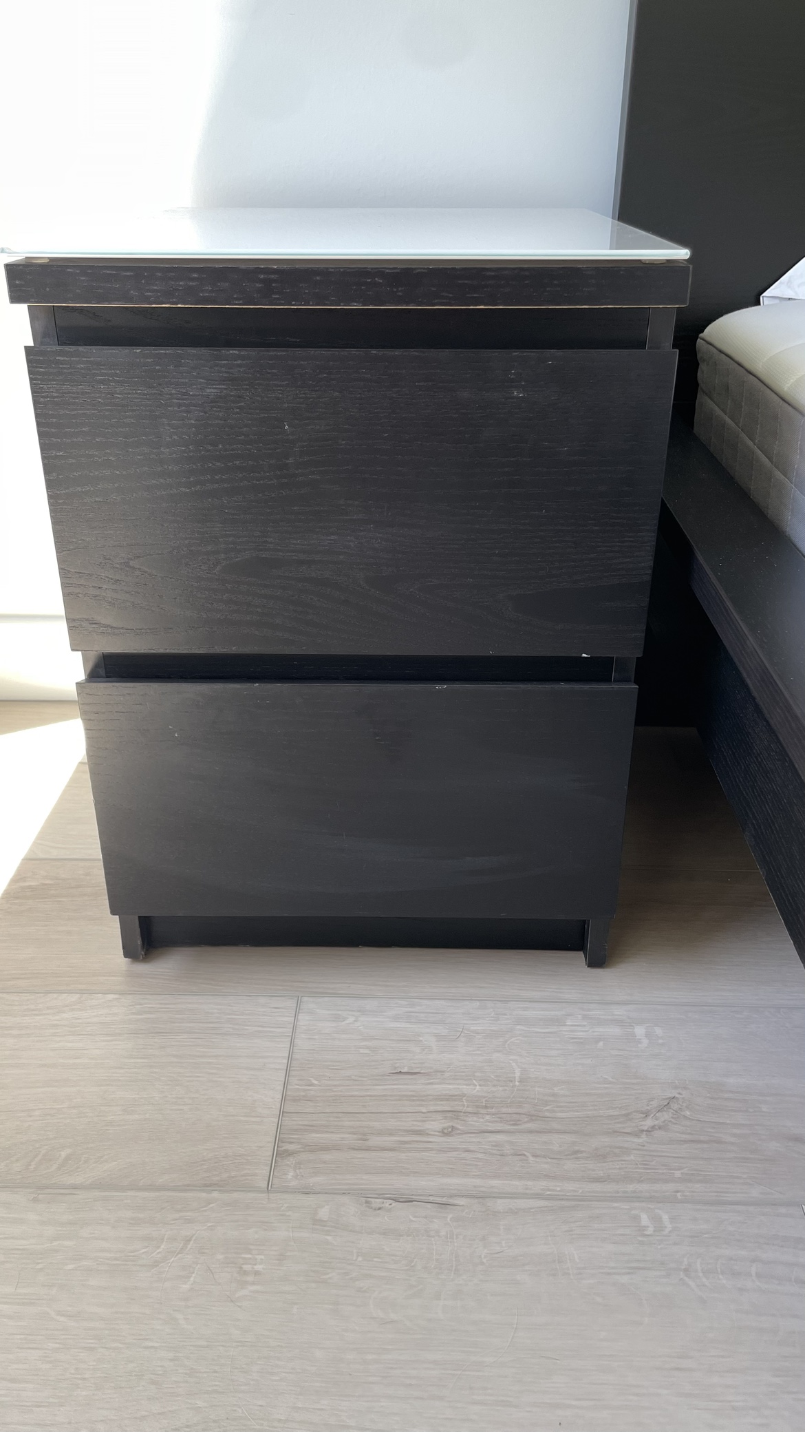 IKEA Malm Black Nightstand with Glass Top (2 of 2) - photo 2