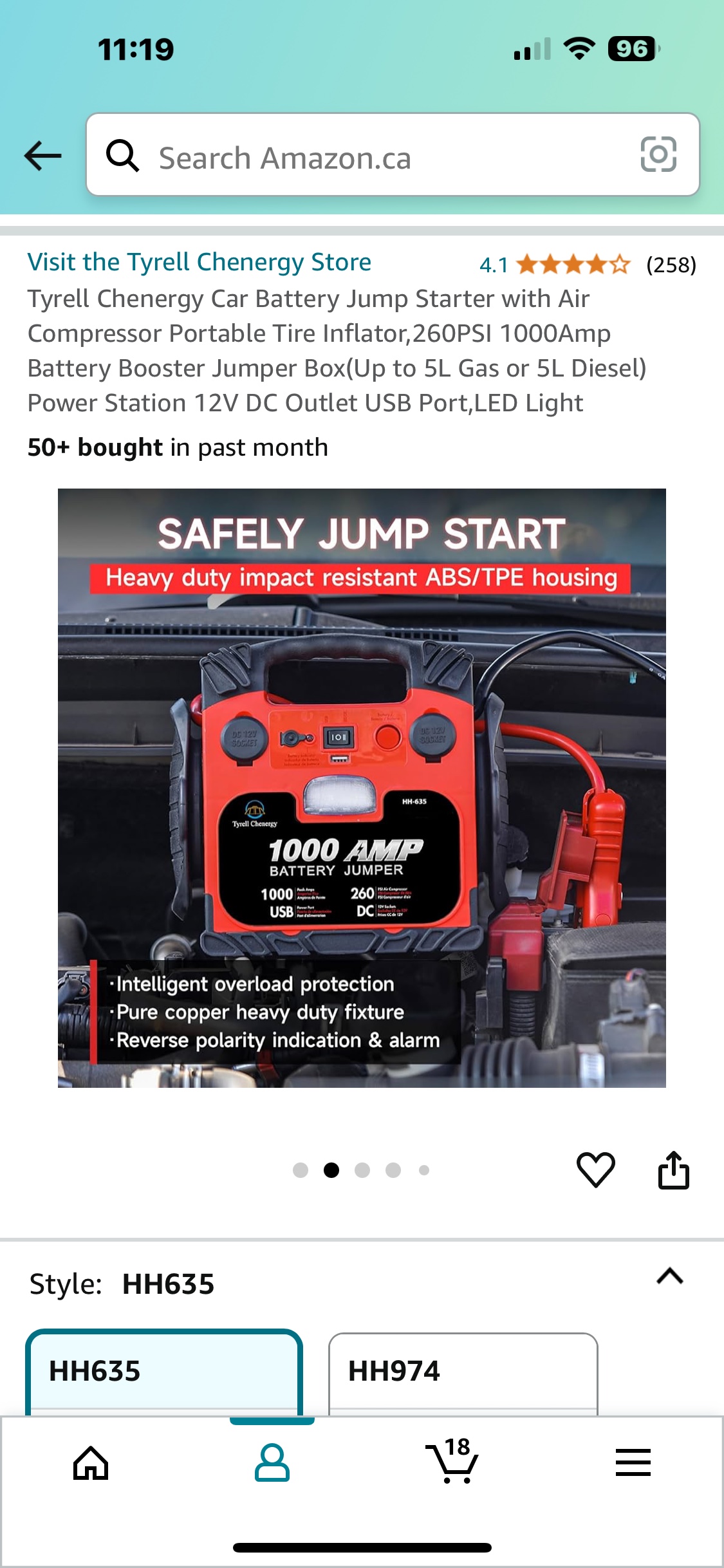 Tyrell Chenergy Car Battery Jump Starter with Air Compressor