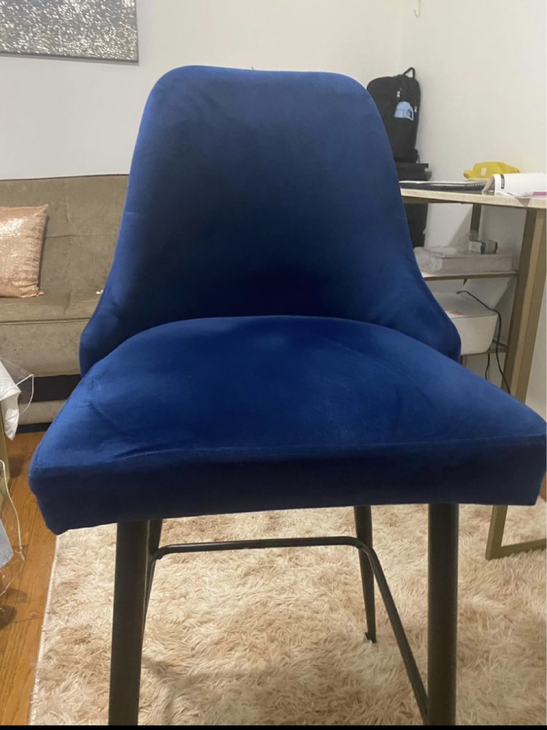 Blue Velvet Bar Stool - photo 3
