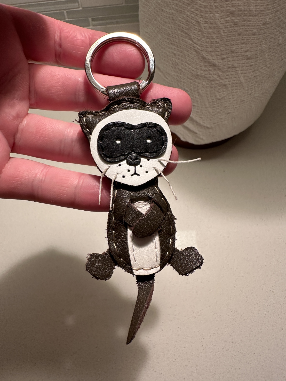 Leather Ferret Keychain