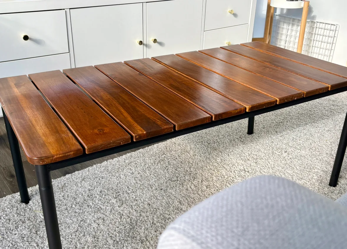 Solid wood and metal coffee table thumbnail