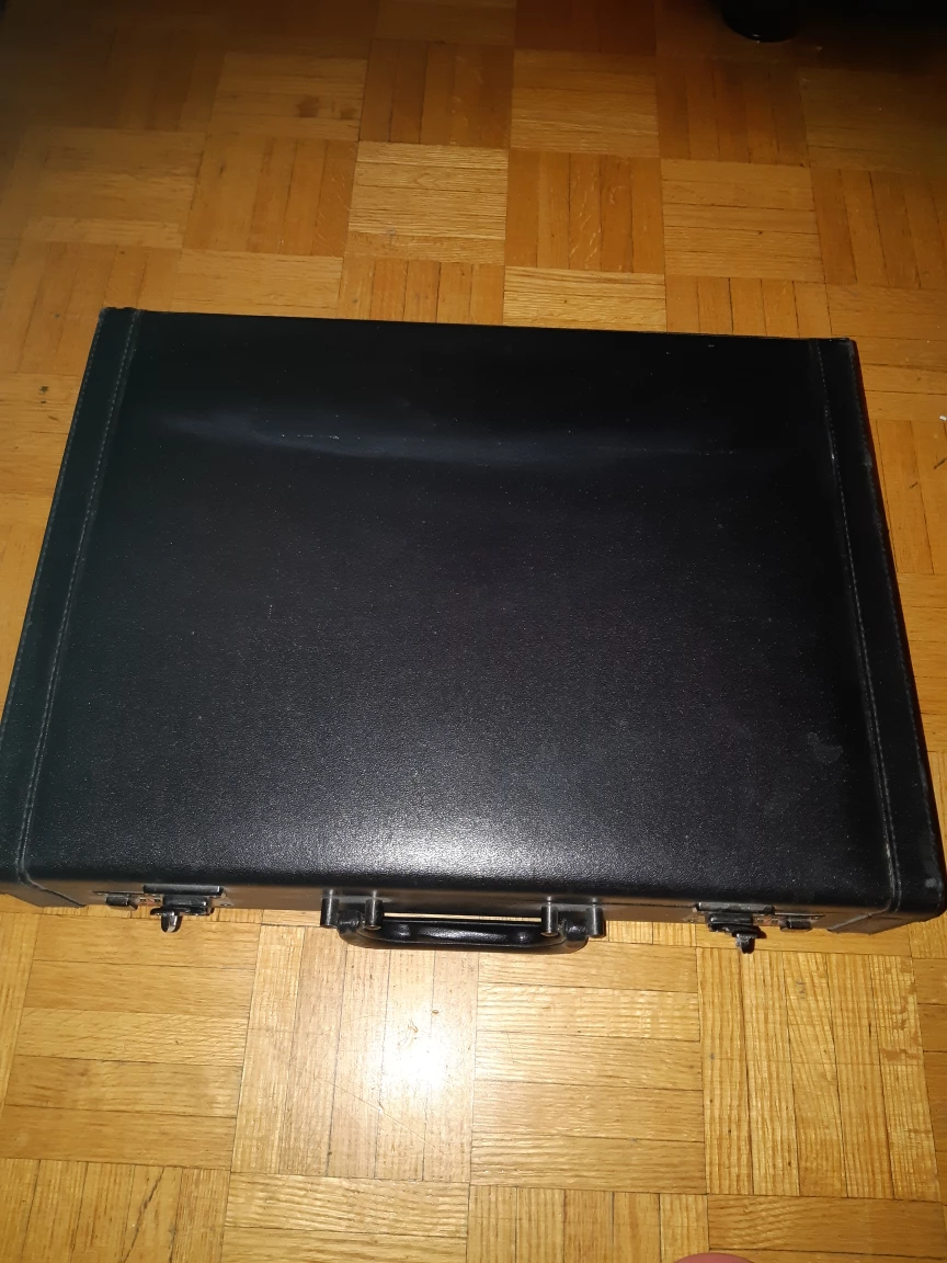 Black leather Lockable Briefcase