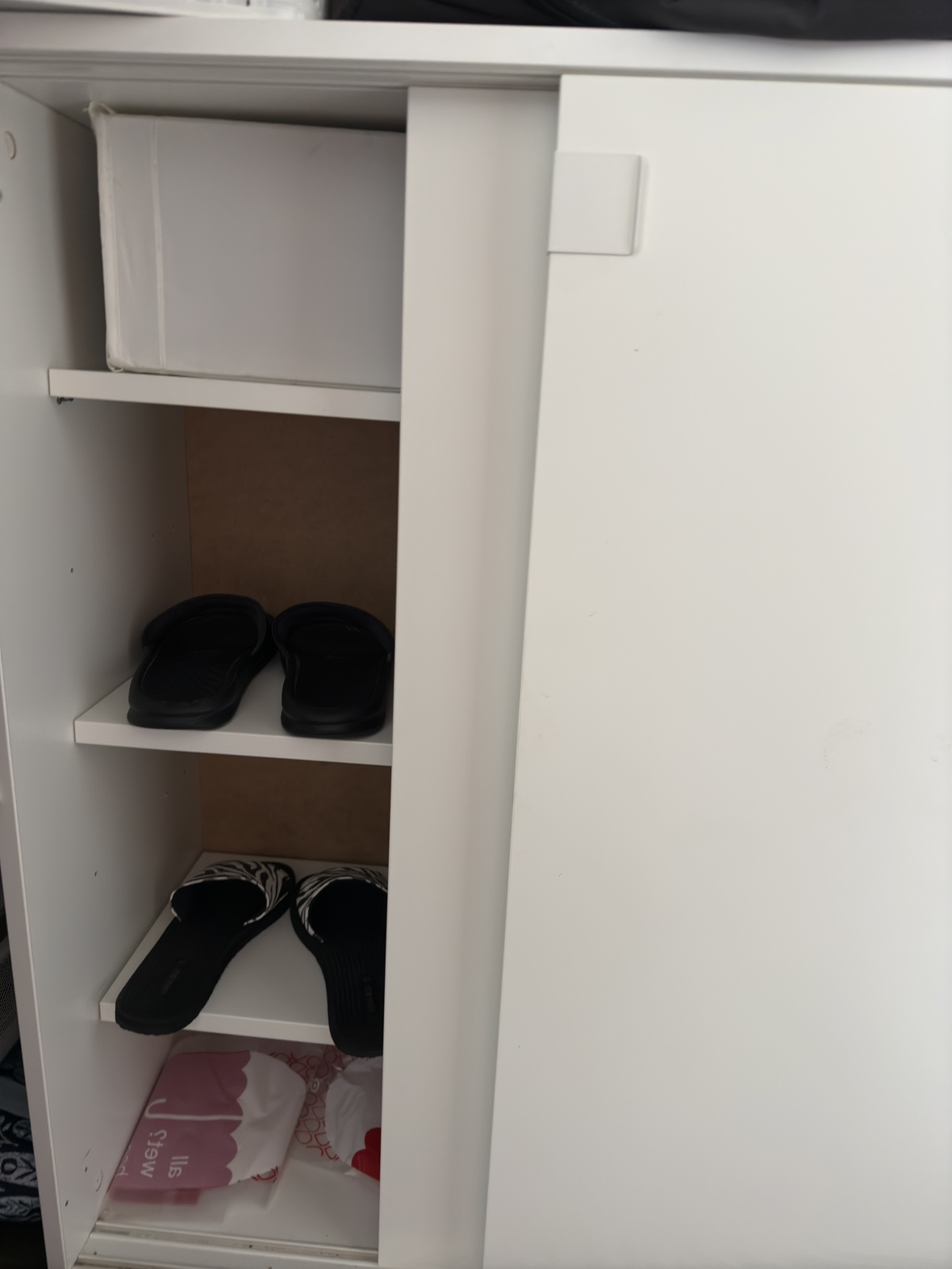 White Shoe Cabinet with Sliding Doors - photo 2