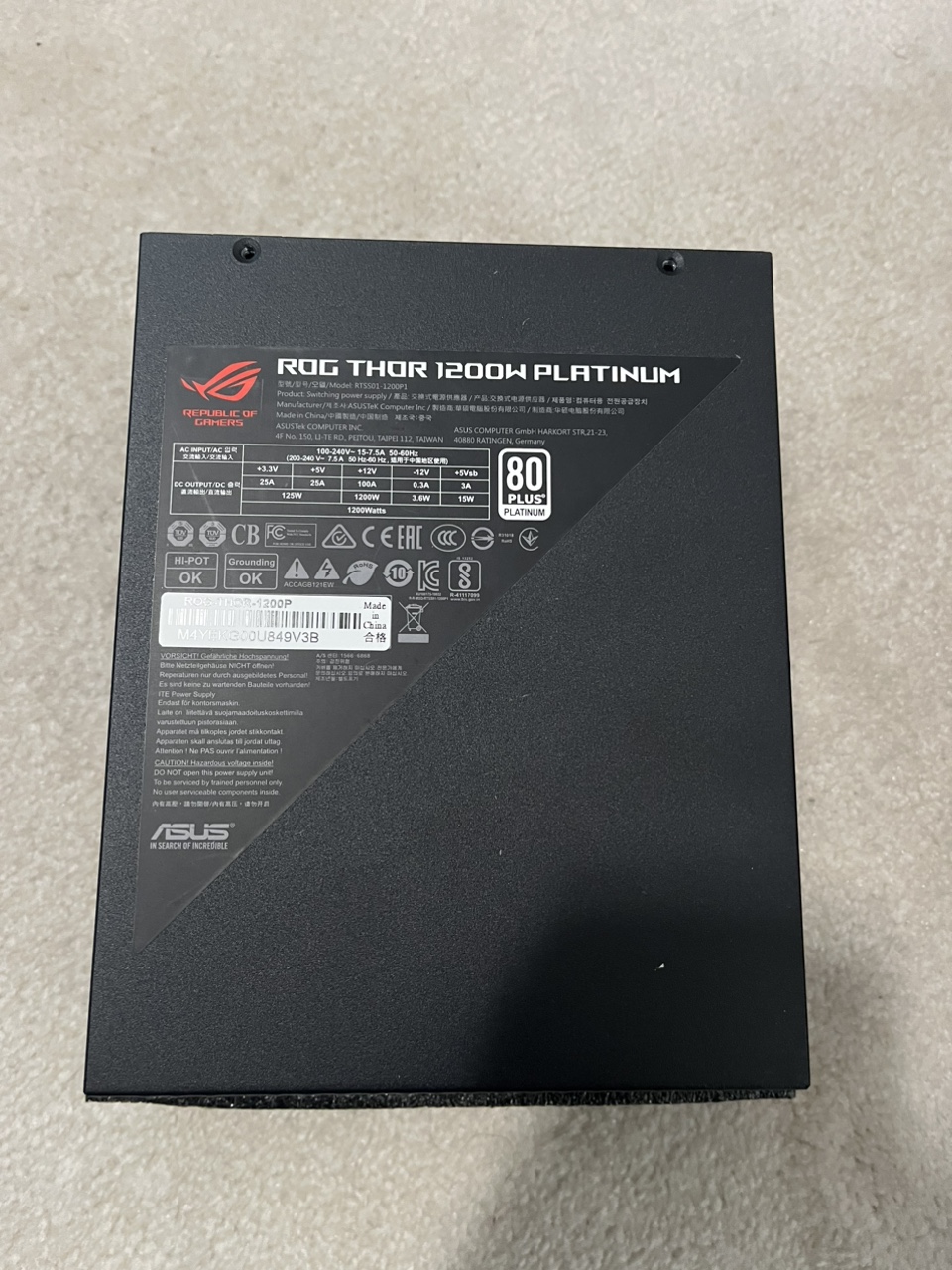 ROG Thor 1200W Platinum PSU - photo 3