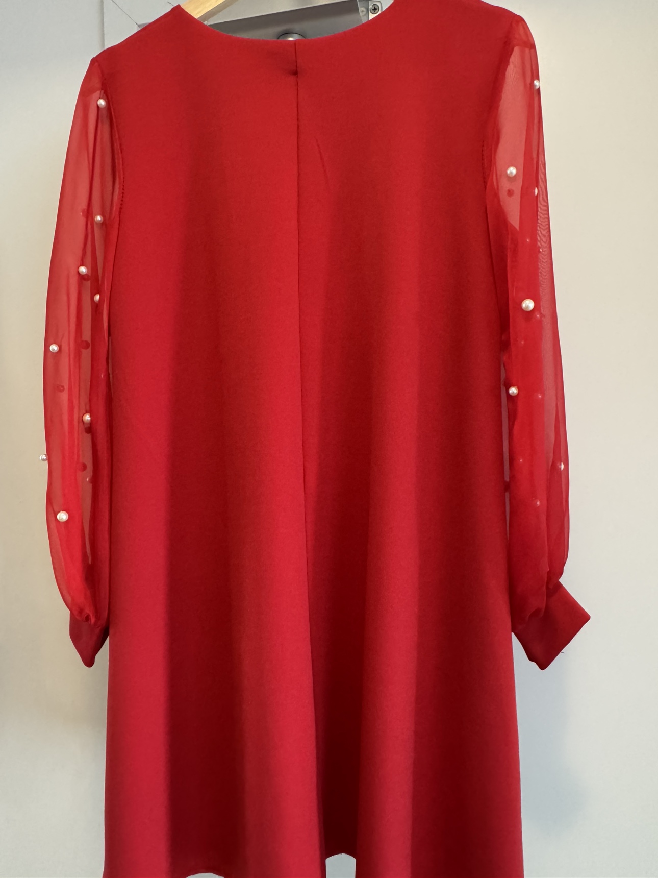 Red Dress with Pearl Sleeves - photo 3