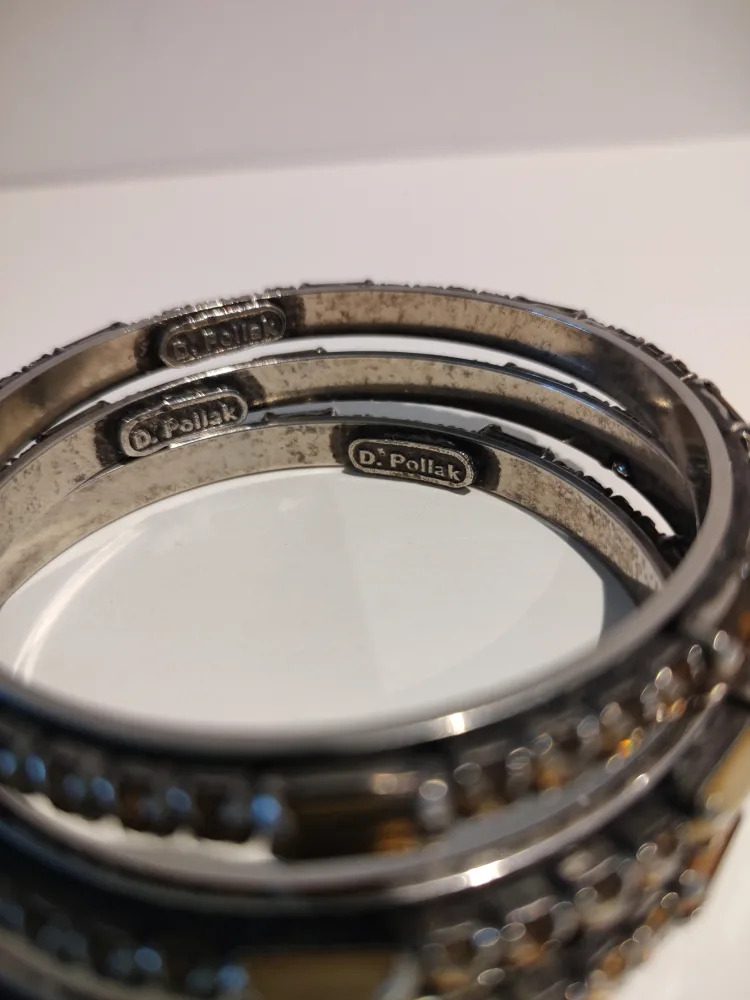 Set of 3 D. Pollack Rhinestone Bangles image indicator(2)