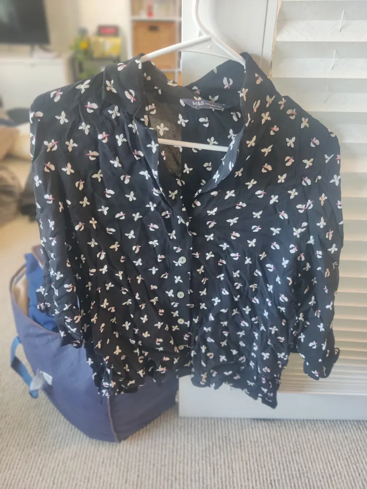 Black cute Button-Up Blouse thumbnail