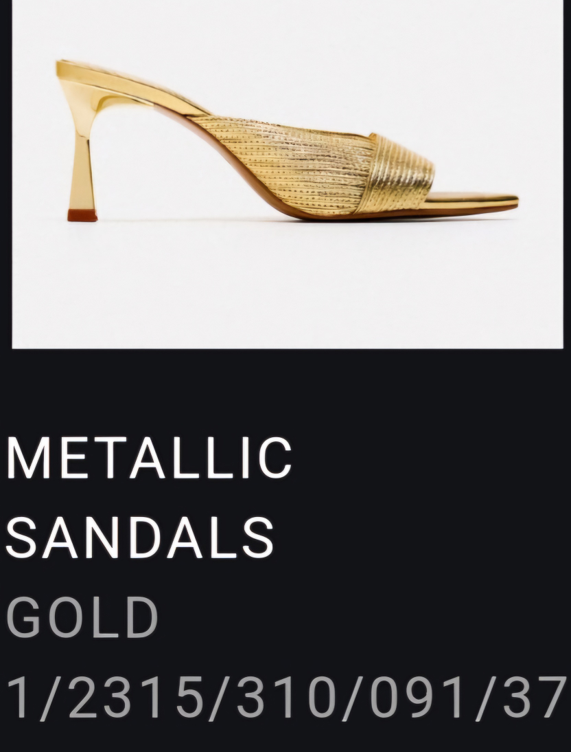 Zara Gold Metallic Sandals (Size 37)