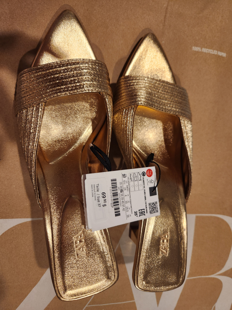 Zara Gold Metallic Sandals (Size 37) - photo 2