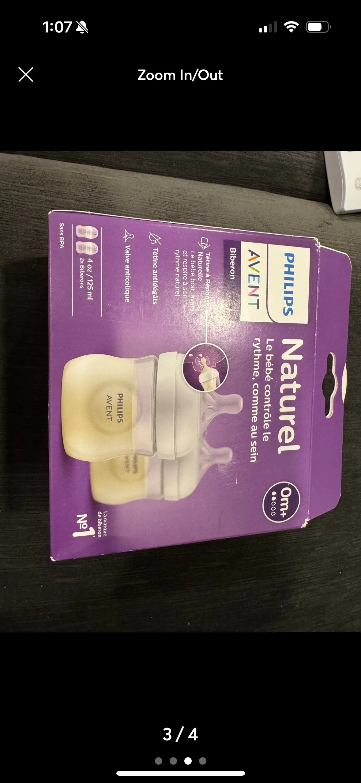 OPEN BOX Philips Avent Natural Baby Bottle (2 pack) 4oz/125ml image indicator(3)