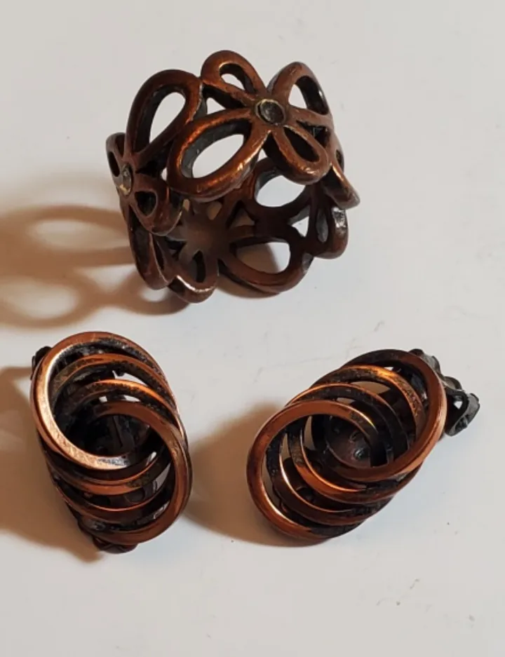 Vintage Copper Bracelet, Ring and Earrings Set image indicator(7)