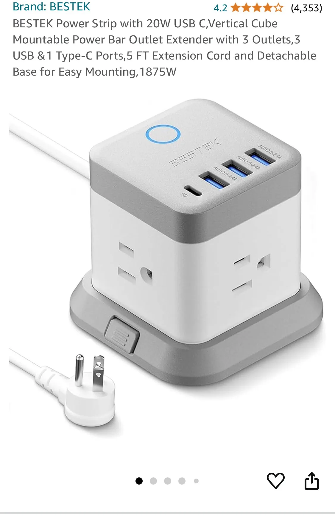 Cube Mountable Power Bar Outlet Extender thumbnail