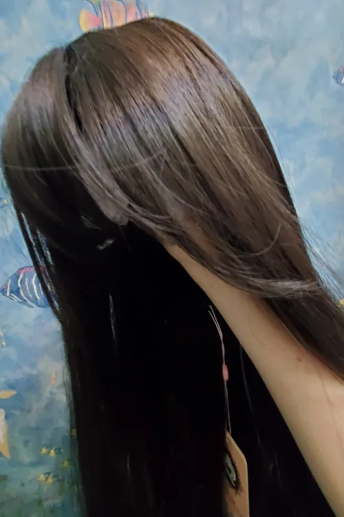 Black-brown synthetic wig with fringe image indicator(2)