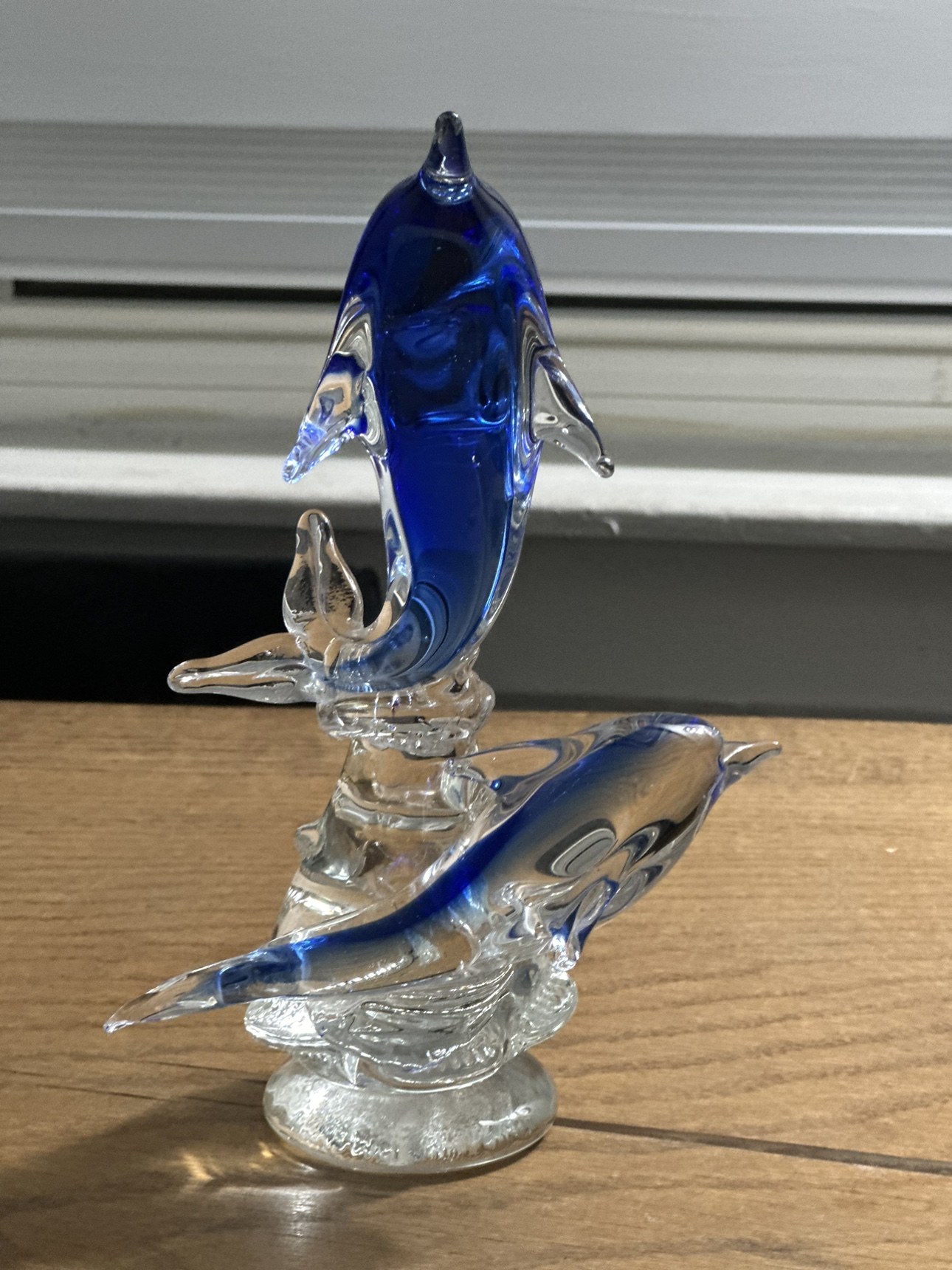 Blue Glass Dolphin Figurine