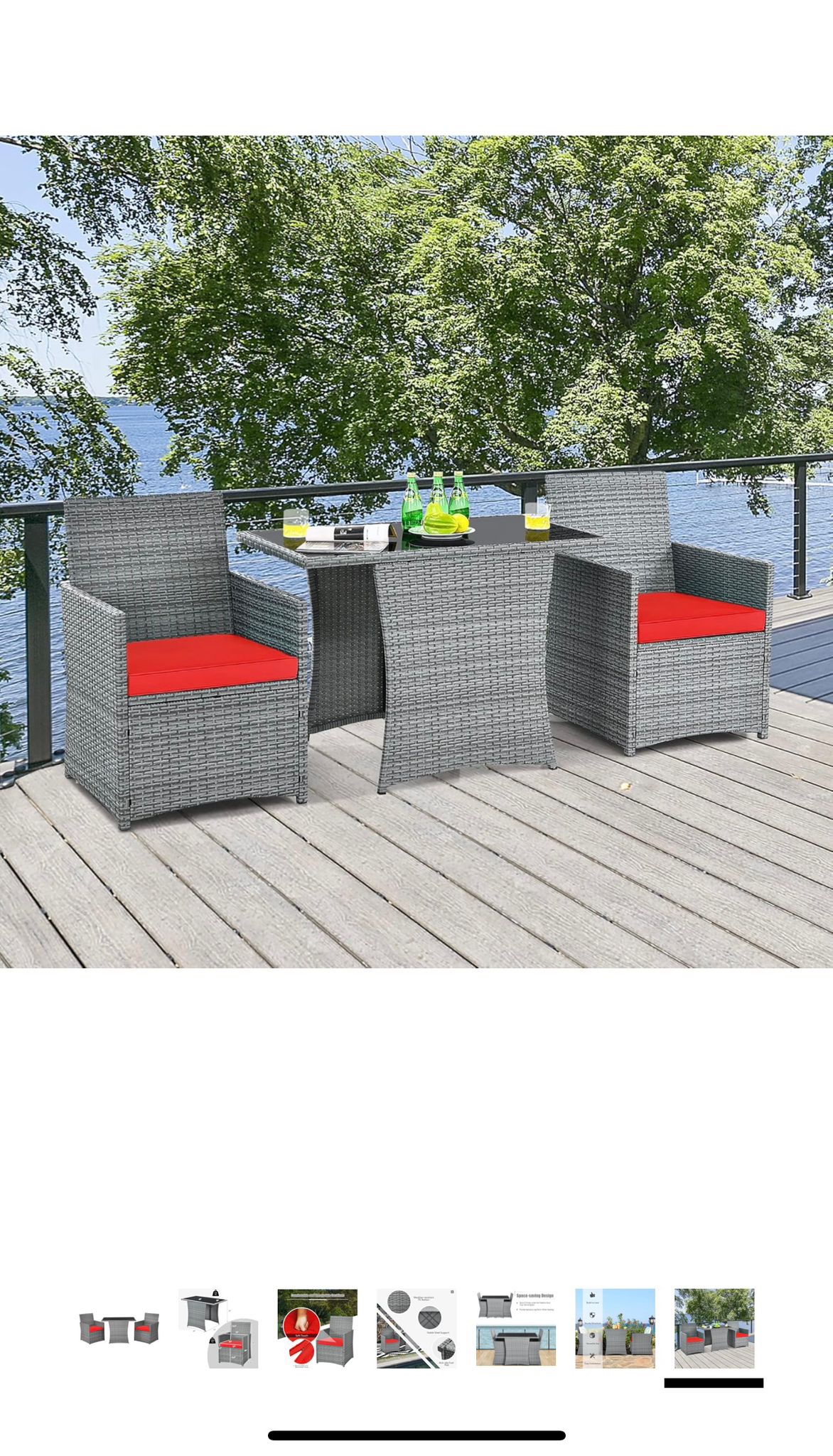 3 Piece Patio Rattan Furniture Set