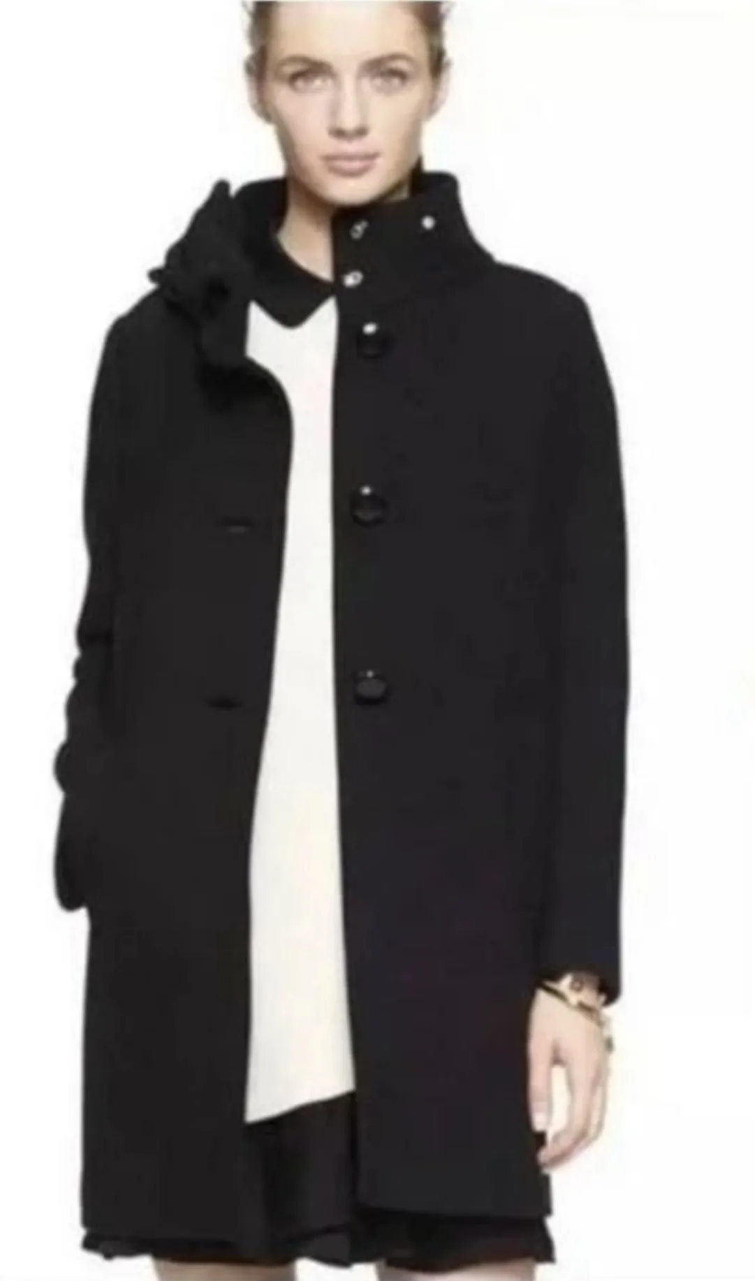 Kate Spade Black Wool Peacoat with Bow image indicator(3)