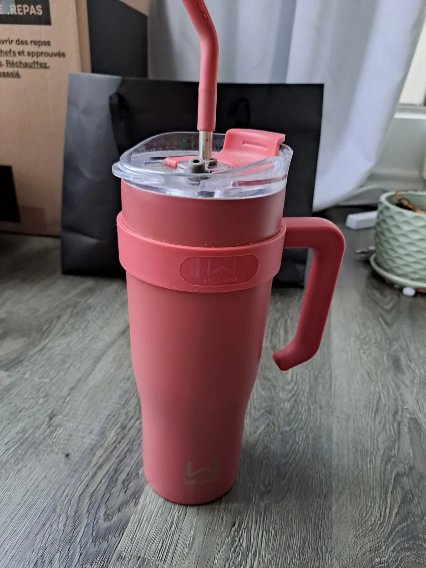 Wellness  Pink  Tumbler with Lid and Straw thumbnail