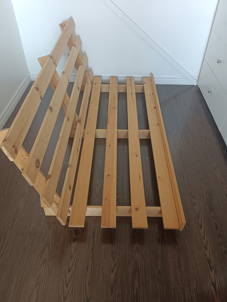 IKEA futon wooden frame along with mattress - photo 4