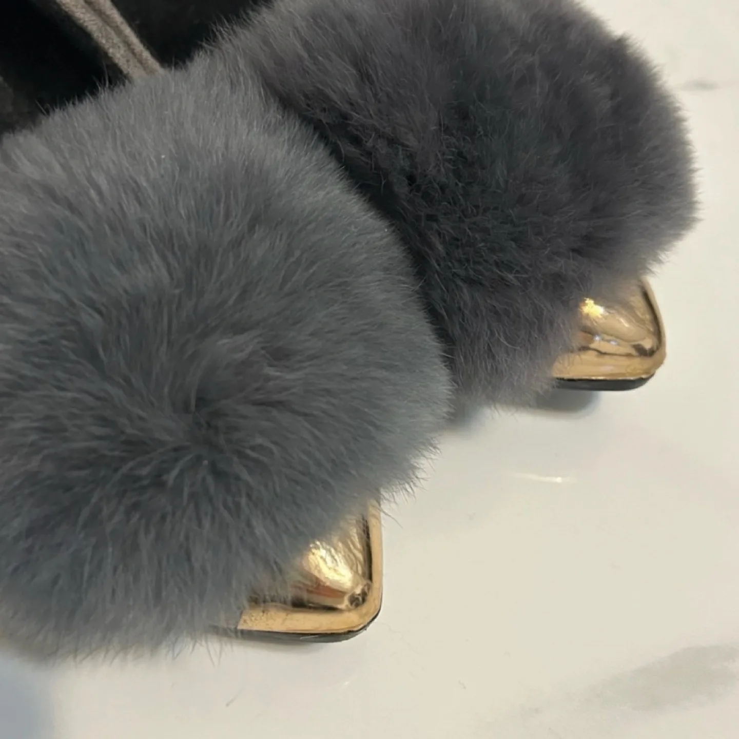 Grey Furry Flat Shoes image indicator(3)